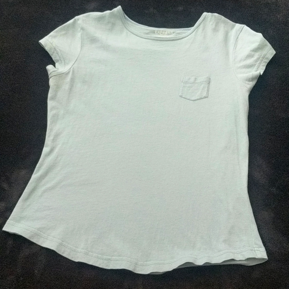 Express Cloudy Blue Babydoll Short-Sleeve Pocket Tee